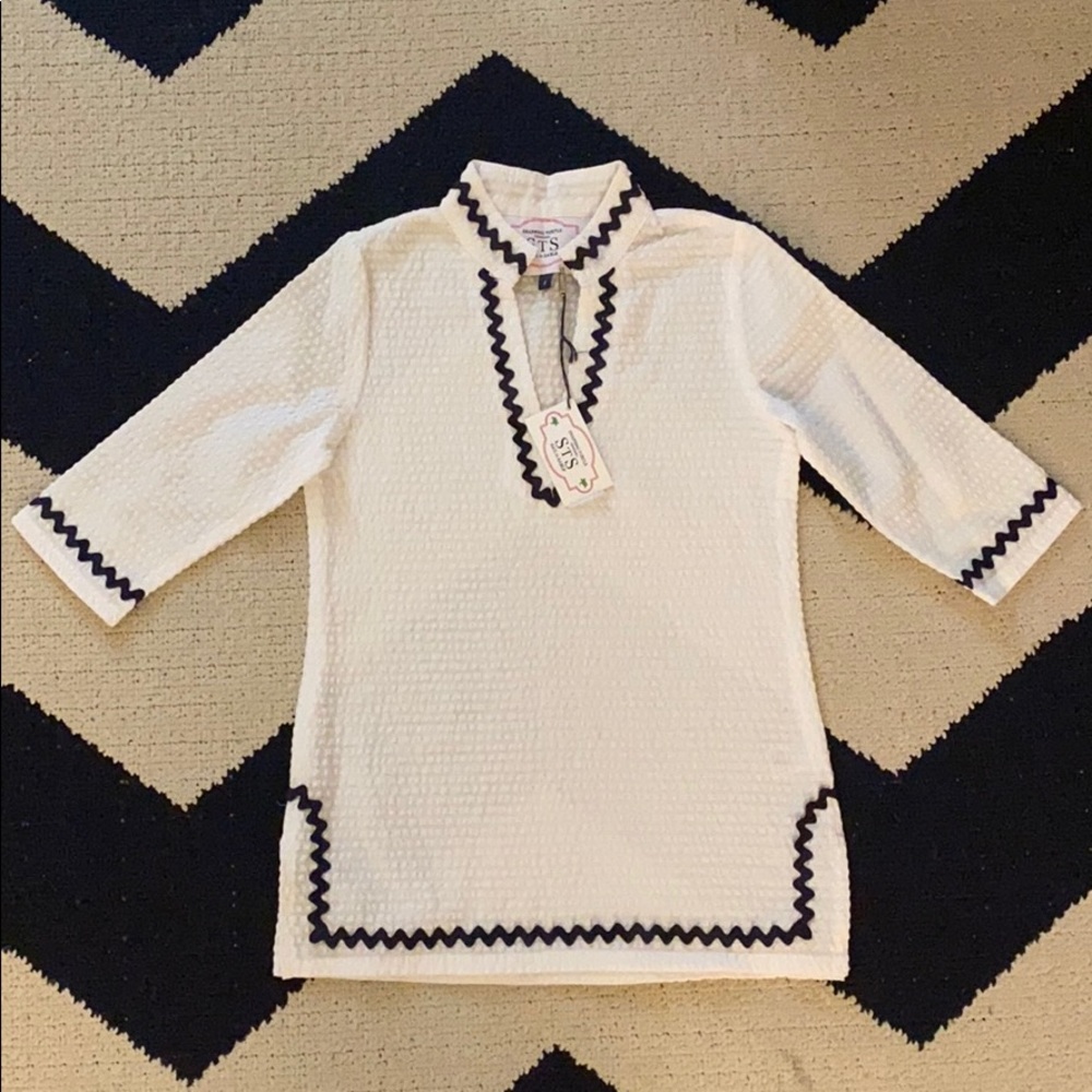 White Seersucker Sail to Sable Tunic